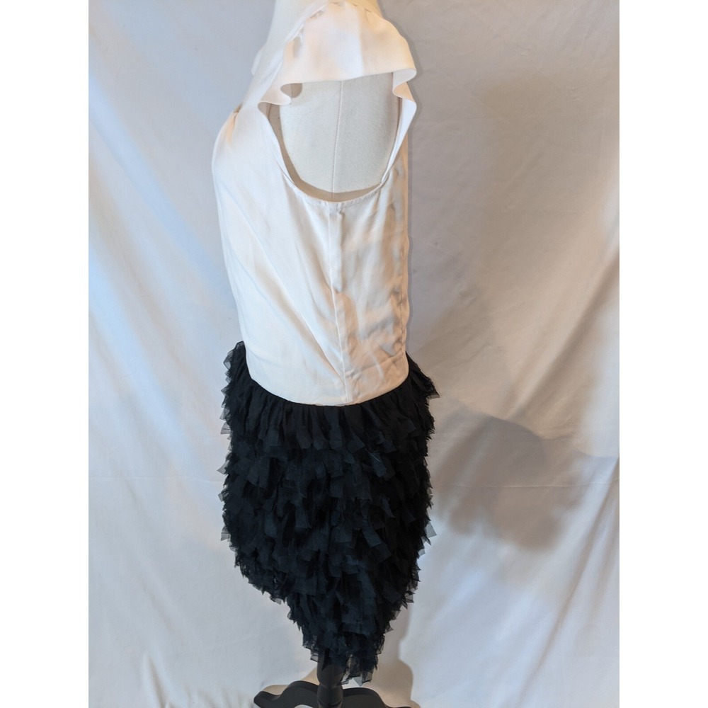 Gap Women's Dress Ruffle Bottom Size 4 Black White Colorblock - Picture 4 of 12